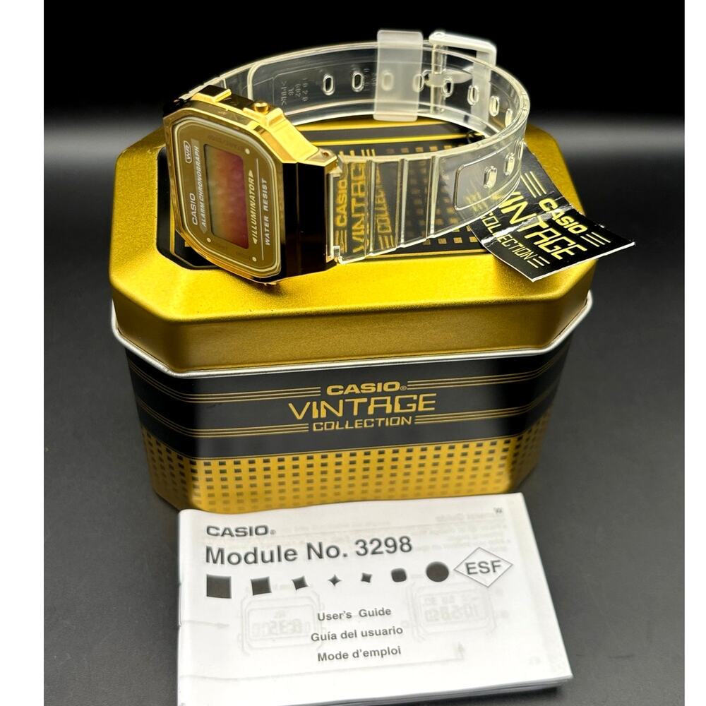 LWS Golden Hour Casio A168XE Vintage Collection Clear Strap Digital 
Mod Watch - Picture 3 of 17